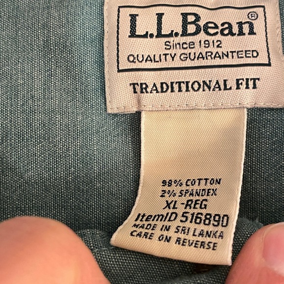 LL Bean Shirt Mens XL Traditional Fit Button Down Canvas Twill Workshirt - Picture 2 of 6